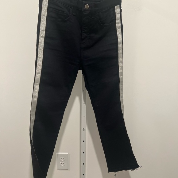 Veronica Beard Black Jeans with Silver Stripes ( Carly Kick Flare High Rise) - Picture 1 of 4